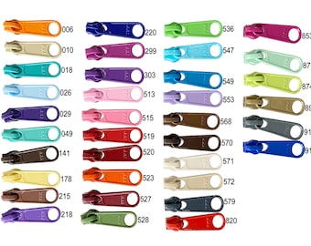 YKK Long Pull Zipper Heads- 4.5mm loose sliders/pulls for Handbags & Craft Projects - choose your amount and colors