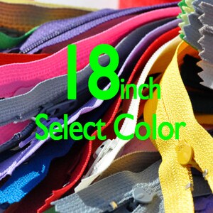 18 inches YKK Zippers Nylon Coil Closed Bottom Each Color Ten Zippers Select Color image 1