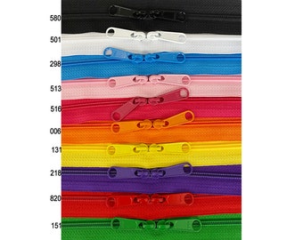 YKK 4.5 Nylon Coil Zipper Closed End with Double Pull 30" - Rainbow 10pcs (Made in USA)