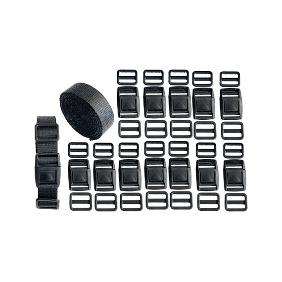 YKK Buckle Straps Set – 1 Inch Polypropylene Webbing, Tri-Glide Slides