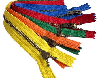 5pcs YKK #5 Antique Brass Jean Zipper 7 Inches, Your Choice of Colors
