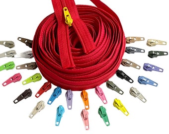 YKK #3 Nylon Coil Zipper Chain with Auto Lock Pulls, DIY Sewing