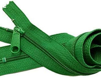 YKK #4.5 Handbag Coil Zippers With Long Pull Slider - Closed Bottom - Color: Jewel Green #876 - Choose Your Length (2 Zippers Per Pack)