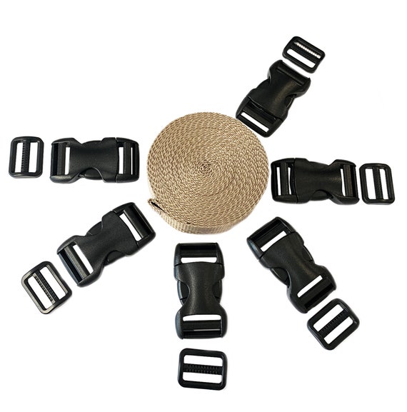 1 inch Buckles Straps Set with 10 Yards Nylon Webbing Strap,10 pcs