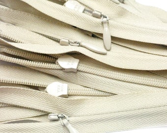 YKK #2 Invisible Zipper Closed Bottom (Color #572 Natural) - 20 zippers a pack