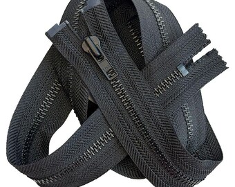 YKK #7 Black Oxide Non-Separating, Closed-End with Auto Pull Heavy Duty Metal Zipper (1 Piece) Choose Your Length and Color