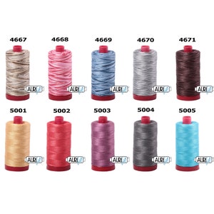 Aurifil 12WT LARGE SPOOLS Thread Solid - Mako 100% Cotton Thread 386 Yards Each Your Choice of Color 4663 Baby Blue Eyes - 6738 Peacock Blue