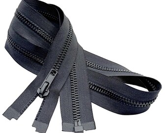 JN #8 Black Oxidized Heavy Duty Zipper, Auto Pull, Open-End (5-36")