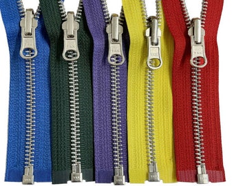 YKK #5 4" - 36" Aluminum with Reversible Slide Medium Weight Metal Separating Jacket Zipper Made in The United States -Select Color - Length