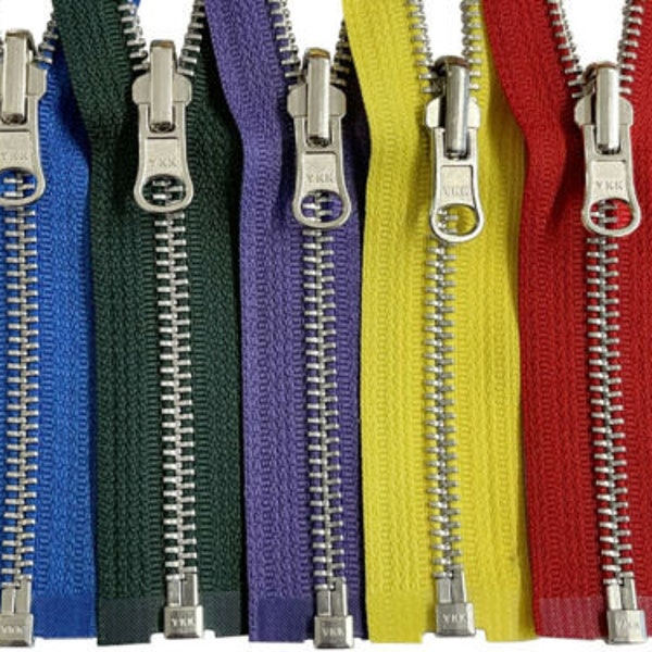 YKK #5 4" - 36" Aluminum with Reversible Slide Medium Weight Metal Separating Jacket Zipper Made in The United States -Select Color - Length