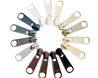 12 YKK Long Pull Zipper Heads- 4.5mm Loose Sliders/Pulls for Handbags & Craft Projects Assorted Colors Bundle NETURALS
