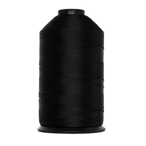 May include: A spool of black thread.