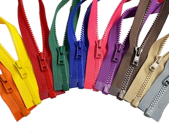Cremallera de plástico YKK n.° 3 Vislon para chaqueta, colores surtidos (5 unidades)