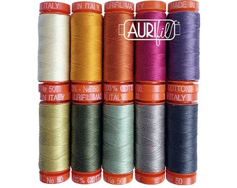 Aurifil Thread Kit - Sky Ombré by Jennifer Sampou Designer Collections 10 SMALL SPOOLS COTTON 50WT 220yds each Assorted Colors Made in Italy