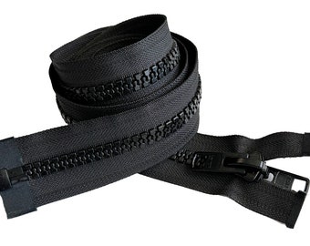 Cremallera de separación resistente n.° 10: diente grande de plástico y deslizador metálico