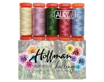 Aurifil Thread Kit - 2021/2022 Hoffman Challenge Designer Collection 5 SMALL SPOOLS 50WT Assorted Colors (220yds each)