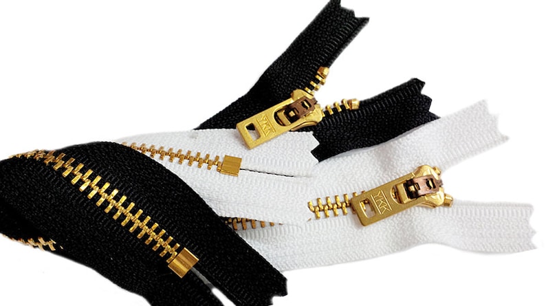 7 Inch Jeans Metal Zipper YKK #5 Brass With Locking Slider Closed Bottom Select Color