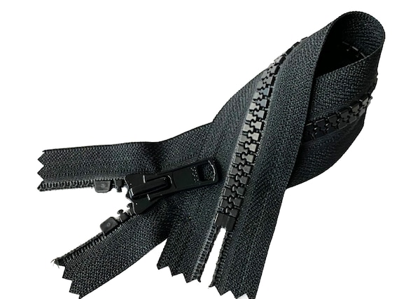 YKK #8 Vislon Molded Plastic Chunky Teeth Closed Bottom Jacket Pocket  Zippers Made in USA Color Black Available in Inches or Inches