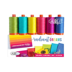 Aurifil Designer Collections Radiant Dreams Thread 6 LARGE SPOOLS COTTON 50WT 6 Colors 100% Cotton (1422 Yds Each)