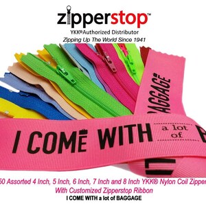 50 Assorted YKK #3 Nylon Coil Zippers, 4-8 Inch, Crafter's Special