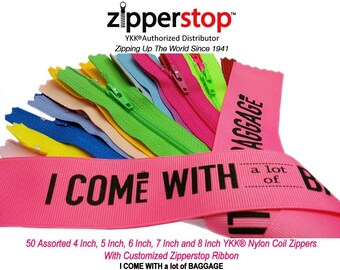 50 YKK #3 Nylon Coil Zippers Assortment, 8-14 Inch, USA Made