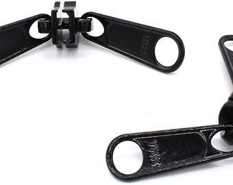 Zipper Repair Kit - #10 Black YKK Zipper Rescue Automotive Slider - #10 Coil Long Pull with 2 Heads - 2 Sliders Per Pack - Color Black