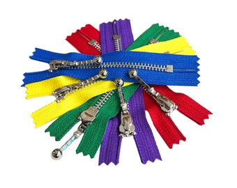 YKK#5 Aluminum Zipper 8", Foxtail Pull, USA Made (5pcs)