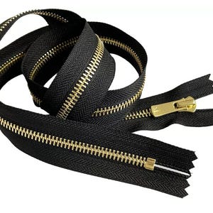 YKK Excella #5 4&quot; - 36&quot; Golden Brass High End Pant/Skirt/Dress Zippers Non-Separating, Closed-End zipper Color Black, Navy or White by Each