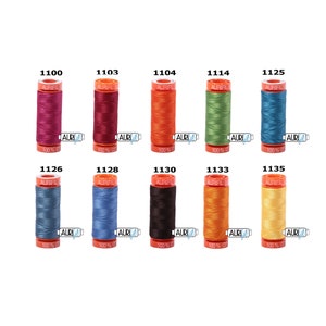 Aurifil 50wt Mako 100% Cotton Thread - 1 Small Spool x 220 Yards Each - Your Choice of Colors 1100 Red Plum - 2340 Cafe Au Lait