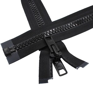 YKK #10 Heavy Duty Separating Zipper - Black Marine Grade Vislon Zipper With Metal Tab Slider - View #8