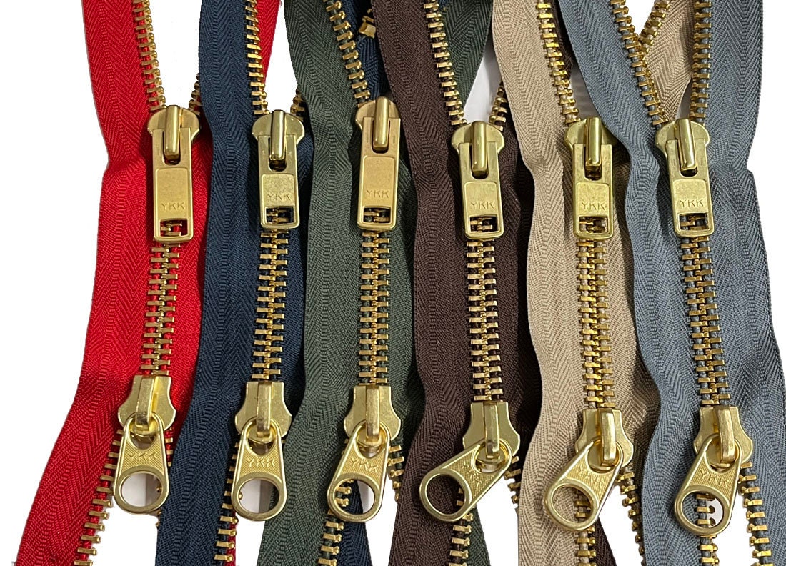  Zipperstop Wholesale YKK- Extra Heavy Duty Jacket Zipper YKK  #10 Brass- Metal Teeth Separating -Chaps Zippers for Crafter's Special  Color Navy #560 Made in USA -Custom Length (10 inches)