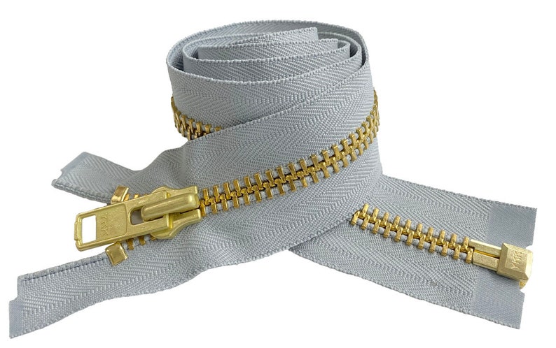 YKK 10 5 to 36 Golden Brass Metal Extra Heavy Duty Separating Coat Jacket Zippers Made in The United States Choose Colors Length 119 - Steel Grey