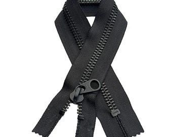 YKK #10 4" - 32" Black Oxides Metal Teeth Non-Separating, Closed-End with Short Tab Pull (DFW) Heavy Duty Zipper - Color Black or Seal Brown