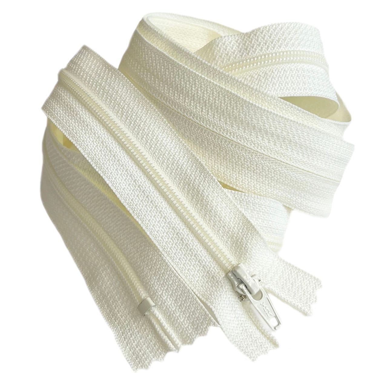 YKK #4.5 Nylon Coil Upholstery and Slipcover Zipper Closed End Made in The United States Color Ivory - Length 48" or 90" (1 zipper per pack)