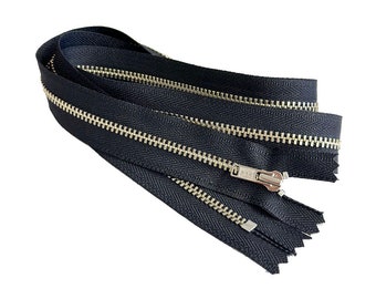 YKK #3 Nickel Silver Metal Zipper – Black Closed-End Auto Pull (3-36")
