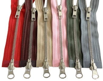 YKK #5 4" - 36" Aluminum Two-Way Medium Weight Jacket Zipper for Coats Made in The United States Choice of Length - Color