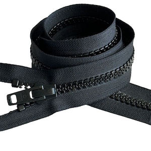 Marine Zippers YKK #10 Extra-Heavy Duty Molded Teeth with Single Pull Finished Plastic Slider - Separating 20&quot; - 60” Color Black or White
