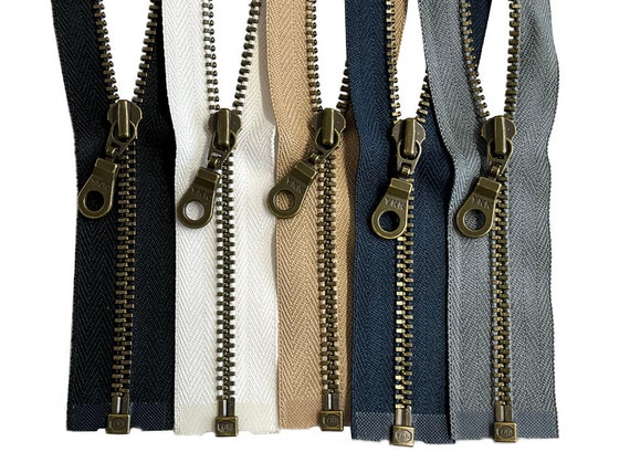 YKK #3 Antique Brass Light Weight Separating Jacket Zipper – Donut Pull  (4"-30")