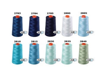 Aurifil 50wt Mako 100% Cotton Thread - 1 Cone x 6452 Yards Each - Your Choice of Colors 2815 Teal - 4662 Creme de Menthe Variegated Thread