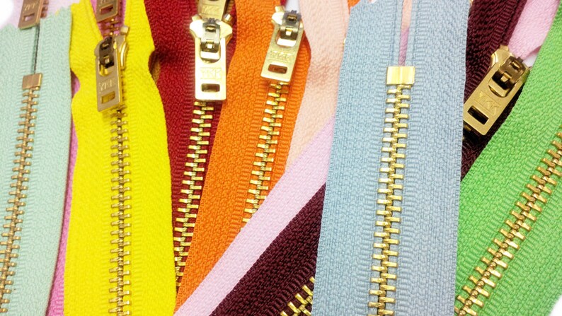 7 Inch Jeans Metal Zipper YKK #5 Brass With Locking Slider Closed Bottom Select Color