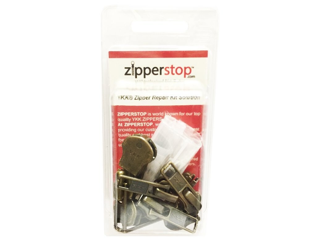 Zipper Repair Kit Solution 7 Antique Brass Metal Bottom Stoppers