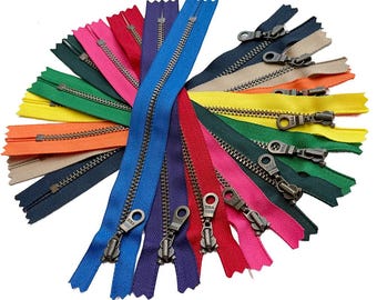 10pcs YKK 7" Inches Antique Brass Doughnut Drop Pull 4.5s-Metal Teeth Zippers Closed-End for Bag and Pouch Choose Your Color