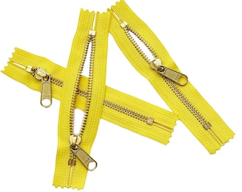 3pcs YKK #5 11" Brass Coverall Metal Zipper with Long Pull (Non-Lock Slider) Both End Closed for Jacket Pockets or Bags