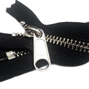 Wholesale 20 "Nickel YKK Zipper Liteweight Handbag Zip with Long Pull YKK #5 Closed Bottom Made in USA - Color Black by Each