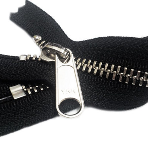 Nickel YKK  zipper Nickel Handbag Zip with Long Pull ~ Pick your own length~Made in USA -  Black ~ZipperStop Wholesale Distributor YKK®