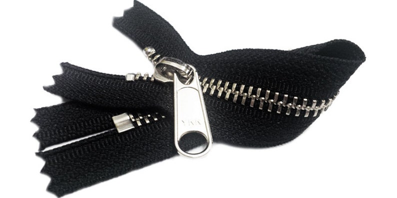 Color Black by each Wholesale 20 Nickel YKK zipper Liteweight Handbag Zip with Long Pull YKK #4.5 Closed Bottom Made in USA