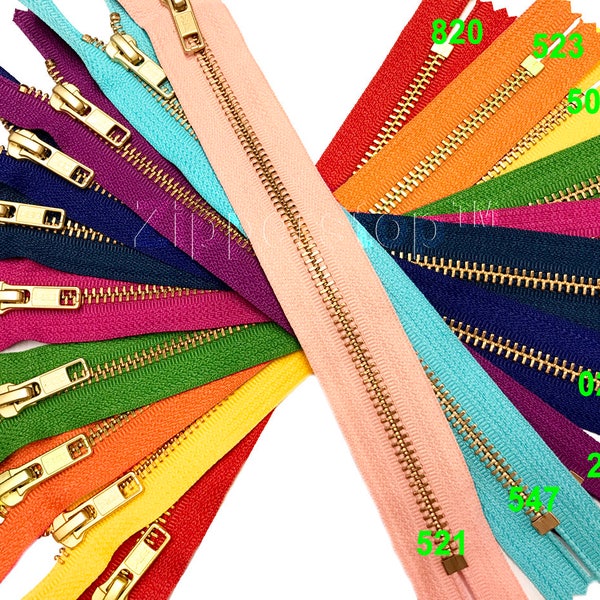 Zipperstop Wholesale - Metal Zippers YKK® #5 Brass Zipper Medium Weight Closed Bottom Available in 7 Inch and 9 Inch