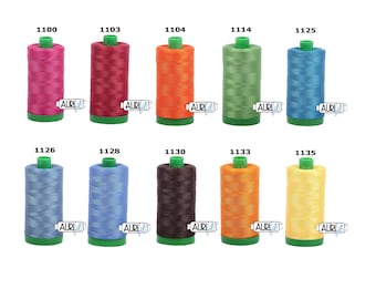 Aurifil 40wt Thread Solid - Mako 100% Cotton Thread - 1094 Yards Each Spool - Your Choice of Color 1100 Red Plum - 2340 Cafe Au Lait