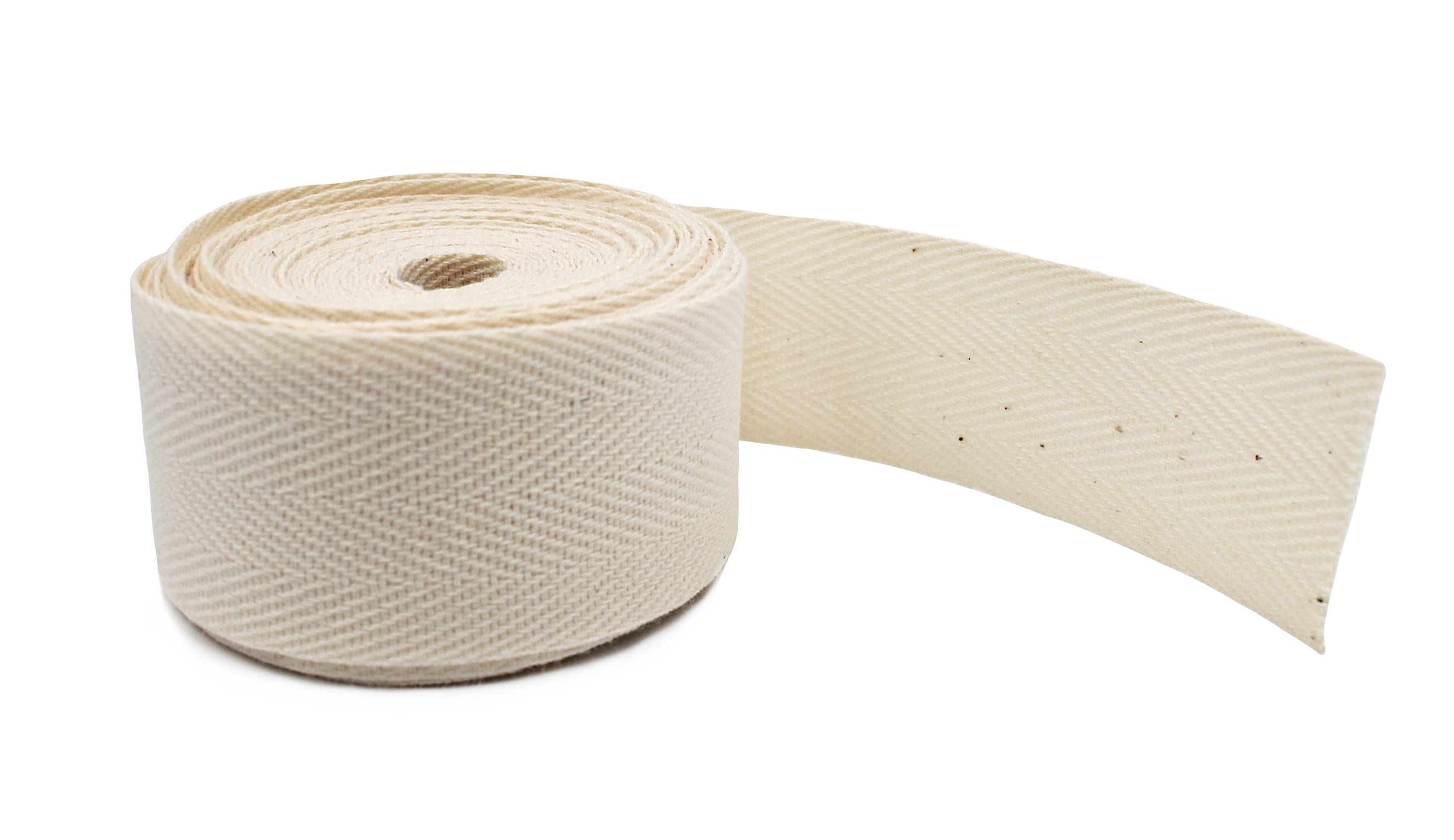 Teemico 1 Roll of 55 Yards Natural Cotton Twill Tape Ribbon Herringbone Ribbon (Beige, 2.5 cm)
