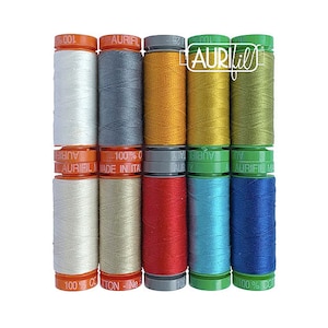 Aurifil Thread Kit - From Collage to Quilt Designer Collections 10 SMALL SPOOLS COTTON 28WT 40WT and 50WT Assorted Colors Made in Italy